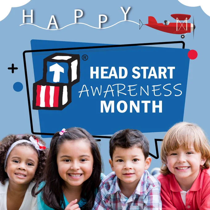 Graphic with text, "Happy Head Start Awareness Month."