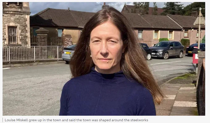 Professor Louise Miskell, steel historian, interviewed by BBC about the closure of the last blast furnace at Port Talbot steelworks.
