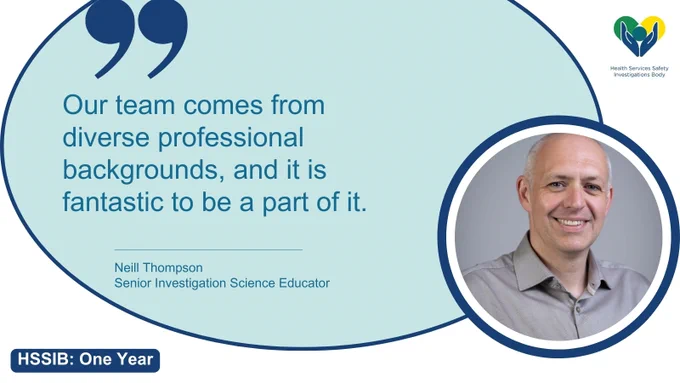 Neill Thompson, Senior Investigation Science Educator at HSSIB, says: "Our team comes from diverse professional backgrounds, and it is fantastic to be a part of it."