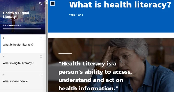 What is health literacy? - "Health Literacy is a person’s ability to access, understand and act on health information."