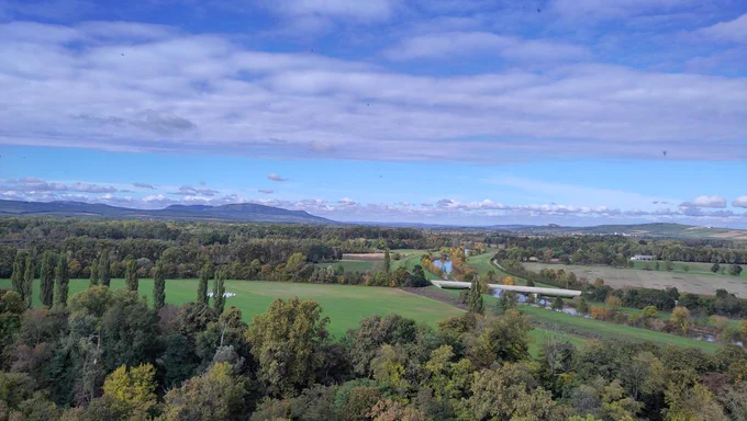 Panoramic views from the top of the Minaret in Lednice park