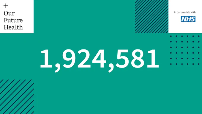 Green background with Our Future Health and NHS logos, and the number 1,924,581.