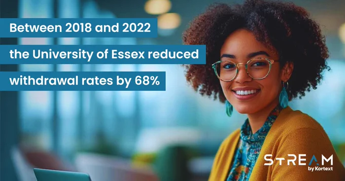Between 2018 and 2022 the University of Essex reduced withdrawal rates by 68%
