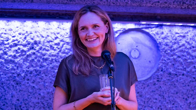 Tania Wilmer delivering a speech