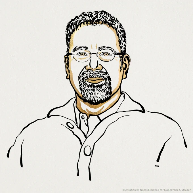 Illustration of Nobel Prize laureate Daron Acemoglu.