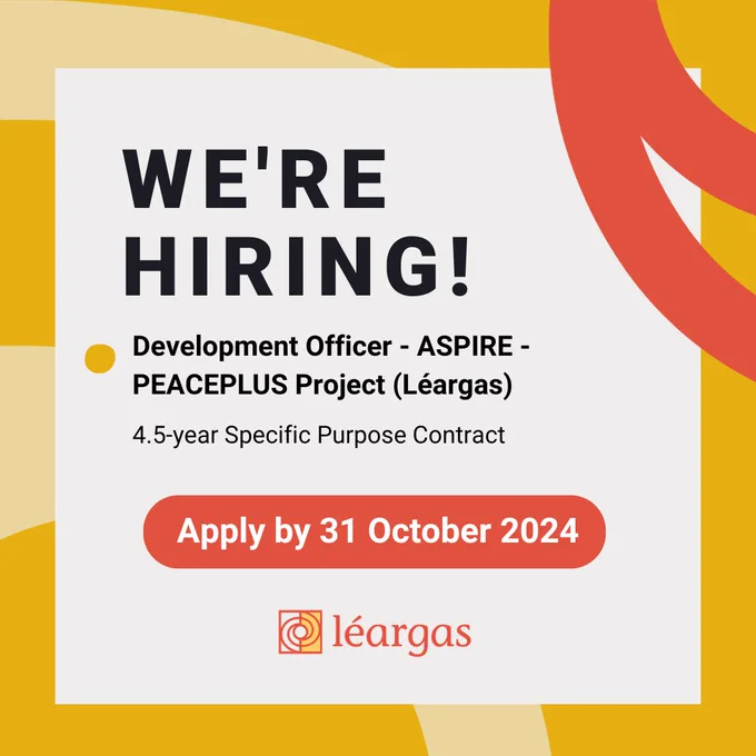 Graphic with text of we're hiring a development officer on a four and half year contract and to apply by five pm on October 31st