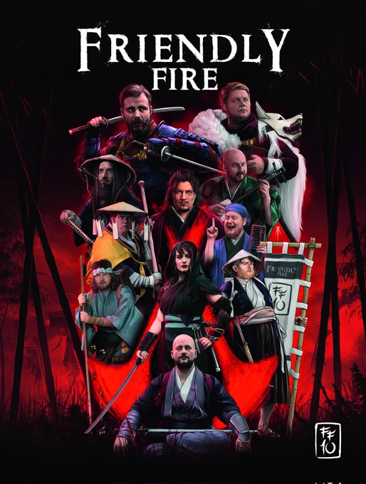 Friendly Fire 10 Keyart mit allen Protas im Assassin's Creed Shadows Look