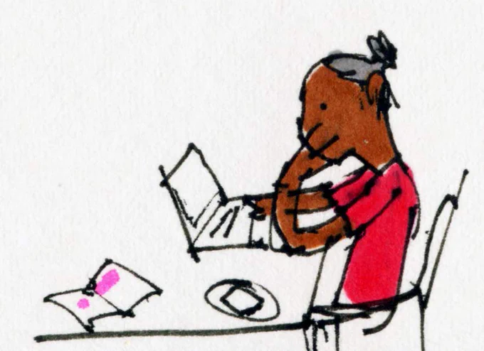 Cartoon of person working
