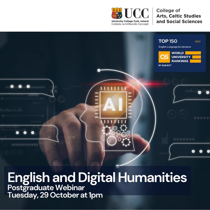 Postgraduate webinar - English and Digital Humanities on Tuesday, 29 October.