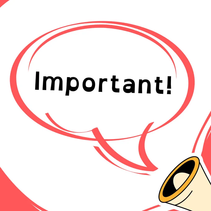 A graphic of a megaphone with a speech bubble coming out of it that reads "Important!".