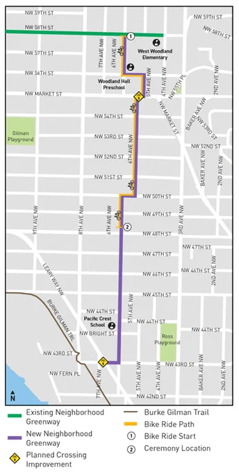 Map of the project with Saturday's route marked.