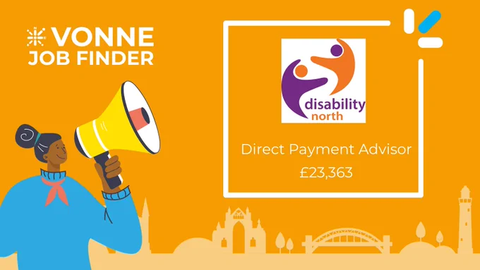 Job advert image - logo of recruiting employer and job title on a VONNE branded background