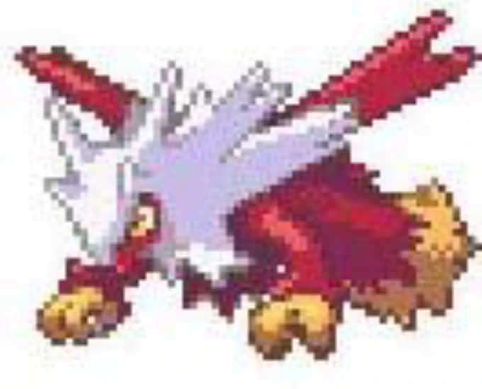 Sprite beta que pareix una mena de fusió entre Gallardent (Blaziken) i Deltas (Latias).