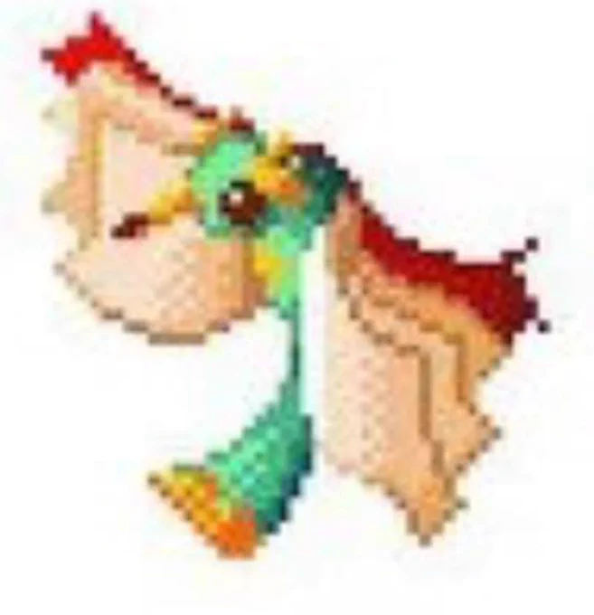 L'sprite beta d'un Pokémon descartat que pareix una mena de colibrí amb un llibre en compte d'ales.
