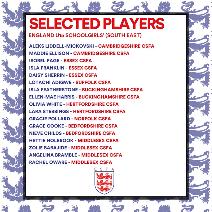 England U15 Schoolgirls' trials