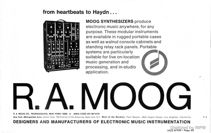 An ad for the the Moog. Jazz & Pop, May 1968