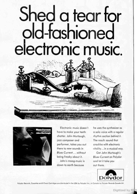 Moog-music by John Murtaugh with Herbie Hancock. As described by Janice Coughlan, editor of Jazz & Pop, "Sounds from a mad scientist's laboratory." Jazz & Pop, August 1970 (image), October 1970 (review quote)