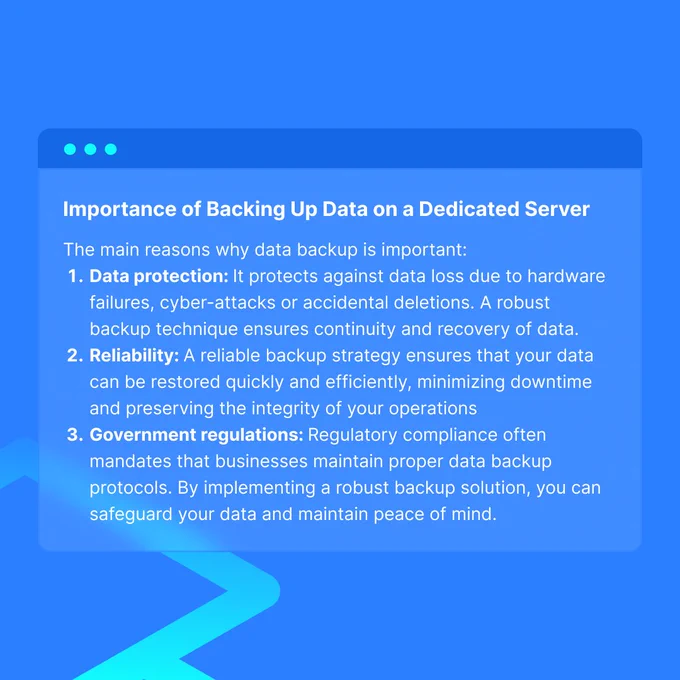 #ServerHub states that the main reasons why data backup is important are for data protection, reliability, and government regulations.