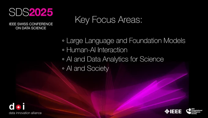 Key Focus Areas at SDS2025:
Large Language and Foundation Models, Human-AI Interaction, AI and Data Analytics for Science, AI and Society