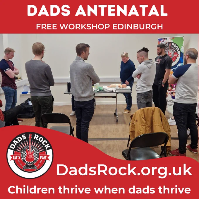 Dads at our Antenatal class learning about changing nappies, bathing, feeding and more.