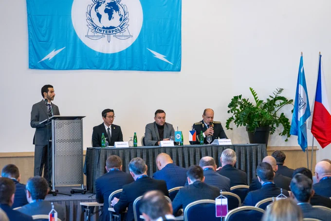 View of a three personal panel with INTERPOL's Assistant Director of Operations, Tomonobu Kaya, Czech Deputy Minister of Interior, Radek Kana, and Czech Police President Lieutenant General, Martin Vondrashek. 