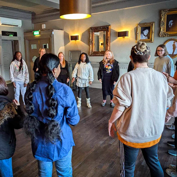 Edinburgh schoolkids - taking part in the Young Fringe Ambassadors project - attend a workshop at the Playhouse.