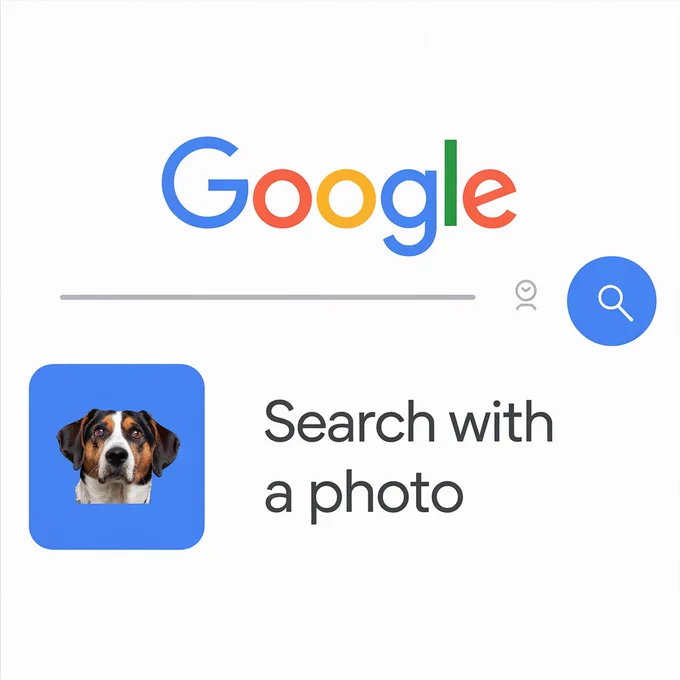 A camera icon on Google Search, highlighting how Google Lens can search using images.
