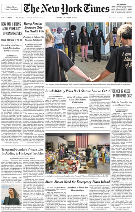 Front page of the New York Times
