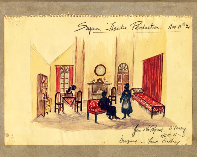 Hand-drawn sketch of theatre designs