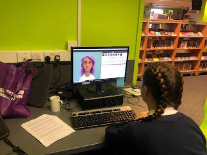 School pupil watching RGU's 'Maddie is Online' online safety project.
