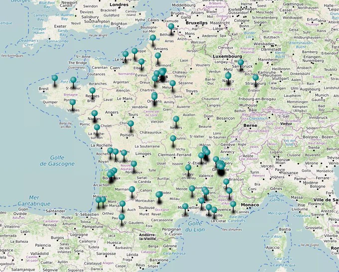 Carte des collectivités labellisées TNL  