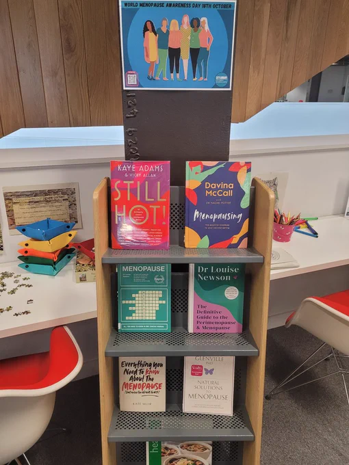 Photograph of the World Menopause Awareness Day display at City Library.