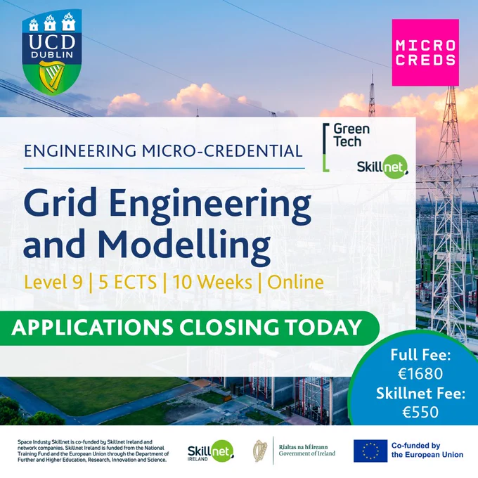 Grid engineering and modelling micro-credential graphic - applications closing today, oct 4th!