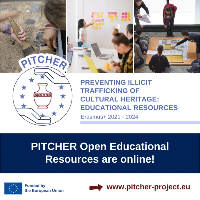 Cartel informativo del proyecto Pitcher, beneficiario del programa Erasmus  
