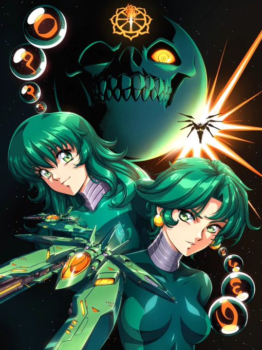 An illustration featuring some of the cast of the shooting game "ZeroRanger"