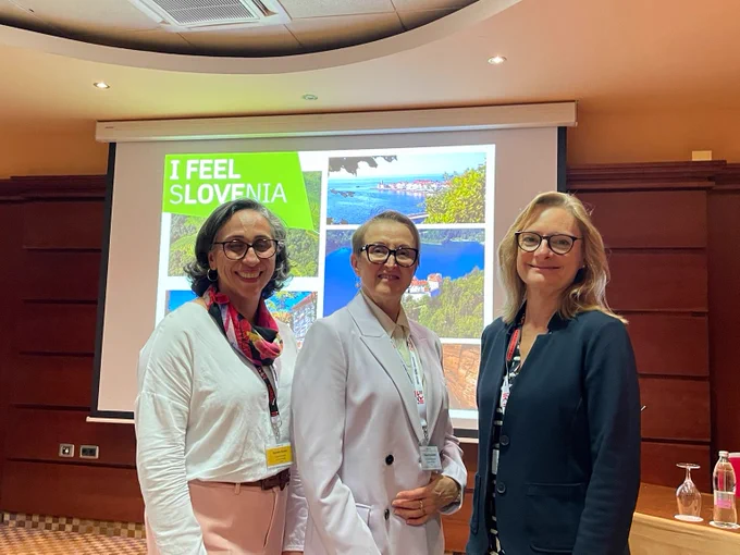 (From left to right) Nazanin Emami, Helena Ronkainen and Géraldine Theiler at the PolyTrib conference.
