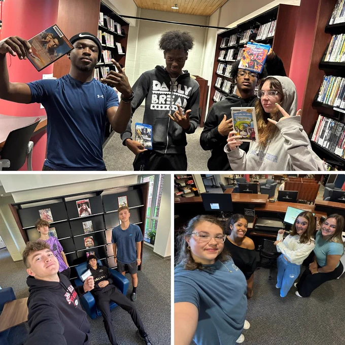 students in the library