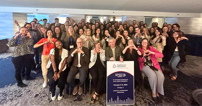 Group photo of Alzheimer's Fast Track 2024 co-chairs, speakers, and attendees.  
