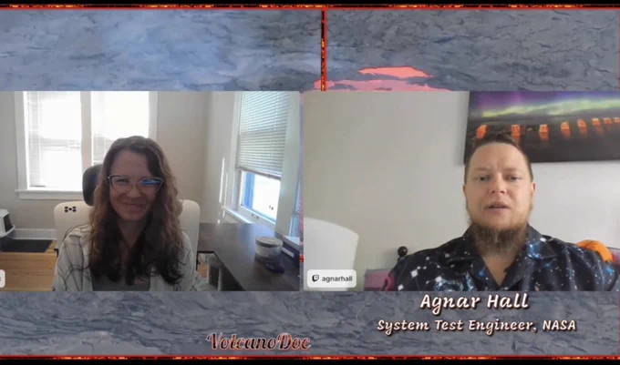 Screenshot from this morning‘s episode of coffee with a scientist, featuring Agnar Hall, systems test engineer at NASA.