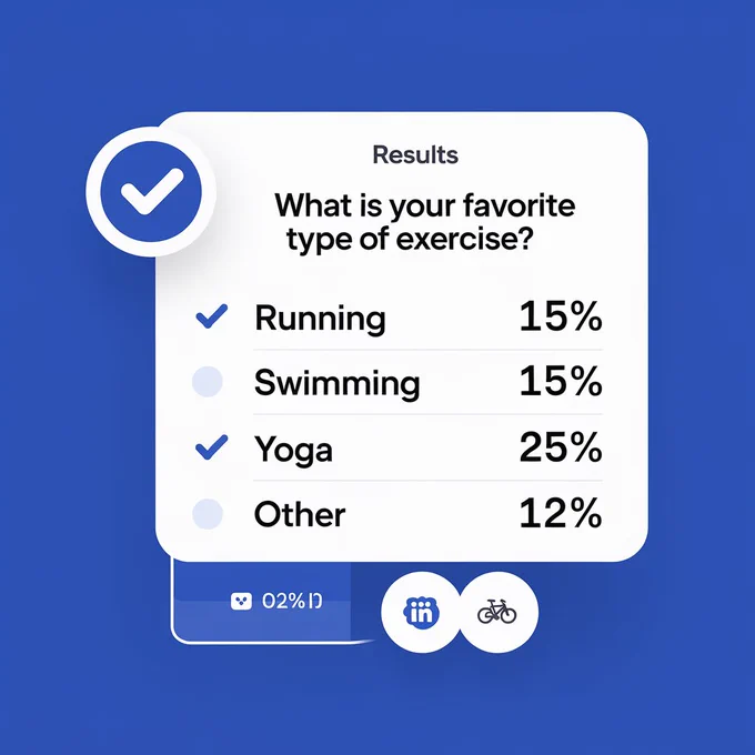A poll graphic with checkmarks and results, and the text "Get real-time insights with LinkedIn Polls."