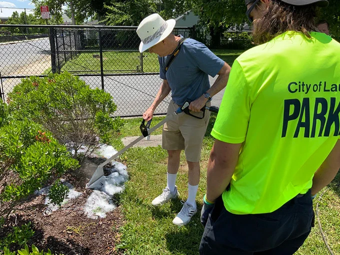 Foamstream being used