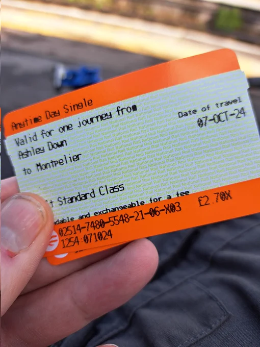 Train ticket from Ashley Down to Montpelier 