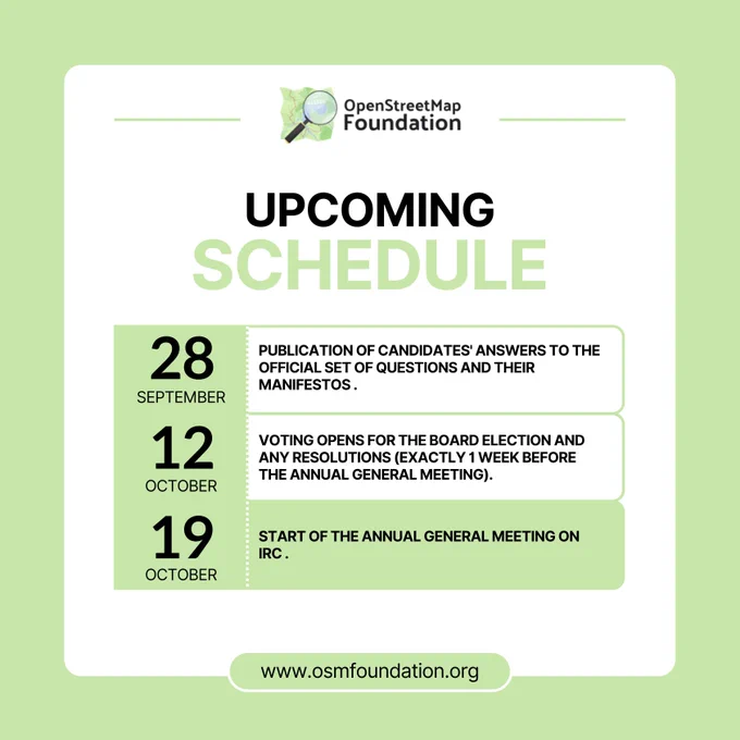 A flyer showing three different dates for the OSMF upcoming events. The OSMF Annual General Meeting is on October 19.