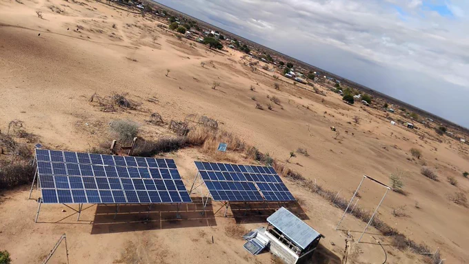 Replacement of 61 solar modules at Medina borehole in Garissa County supported by USAID/BHA Drought Resilience Impact Platform-Fixing Uptime Now and Decision Improvement (DRIP FUNDI) program. September 2024