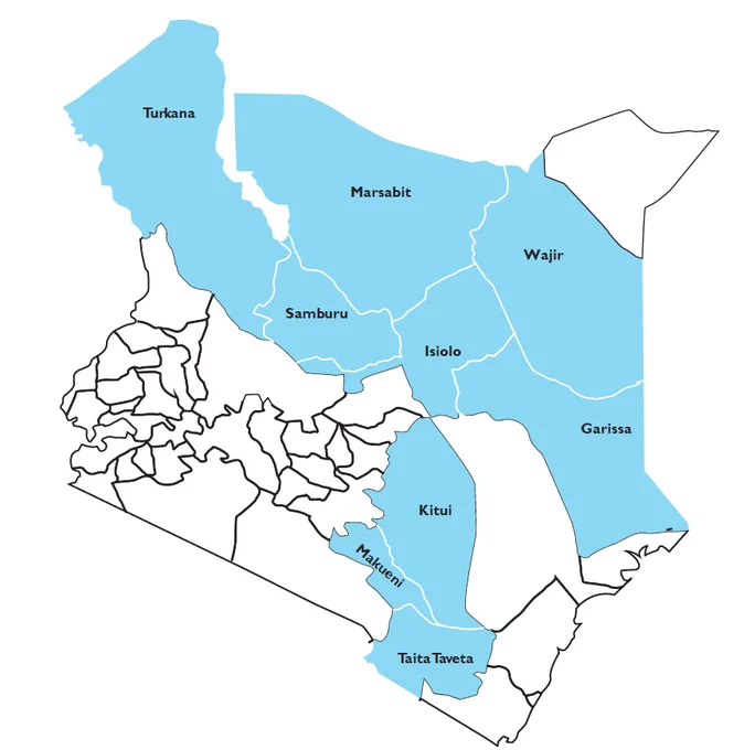 Targeted counties in SASaWa program.