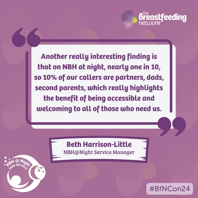 Quote. Another really interesting finding is that on NBH at Night, nearly one in 10, so 10% of our callers are partners, dads, second parents, which really highlights the benefit of being accessible and welcoming to all of those who need us. Beth Harrison-Little. NBH@Night Service Manager.]