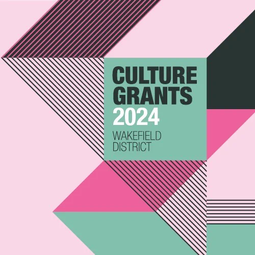 Culture Grants 2024 Wakefield District identity logo with square and triangular forms.