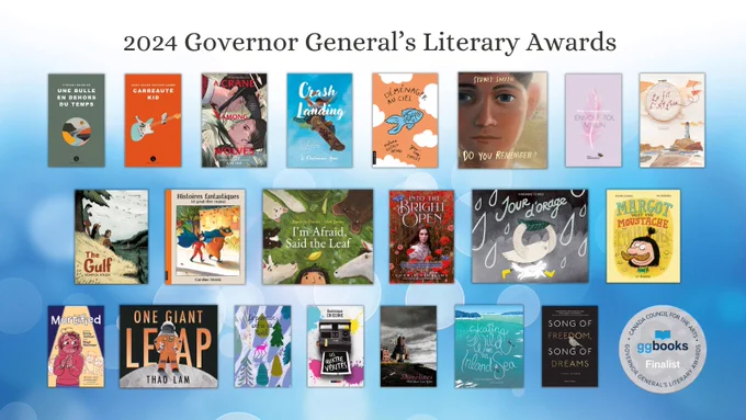 Text reads "2024 Governor General's Literary Awards." Beneath are the cover images of the finalists and GG finalist seal.