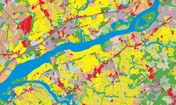 A screenshot of the land use data map