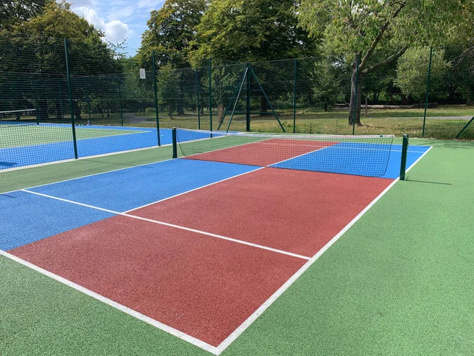 A pic of the resurfaced mini courts at Downhills Park.
